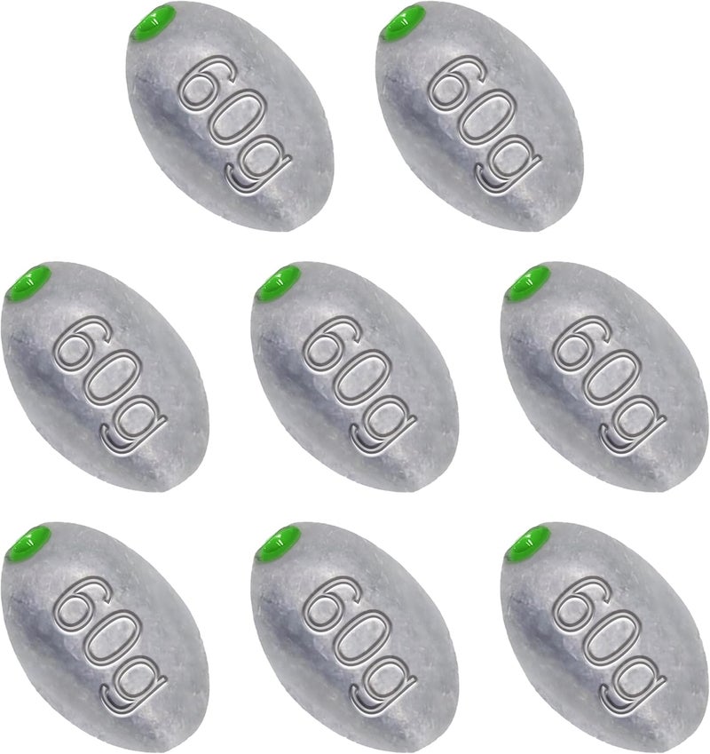 TKHDBF Egg Sinkers Bullet Fishing Weights Oval Shaped with Plastic Core Slip Sinkers for Catfish Fishing Casting Saltwater and Freshwater 1/5oz to 2oz - Image 1